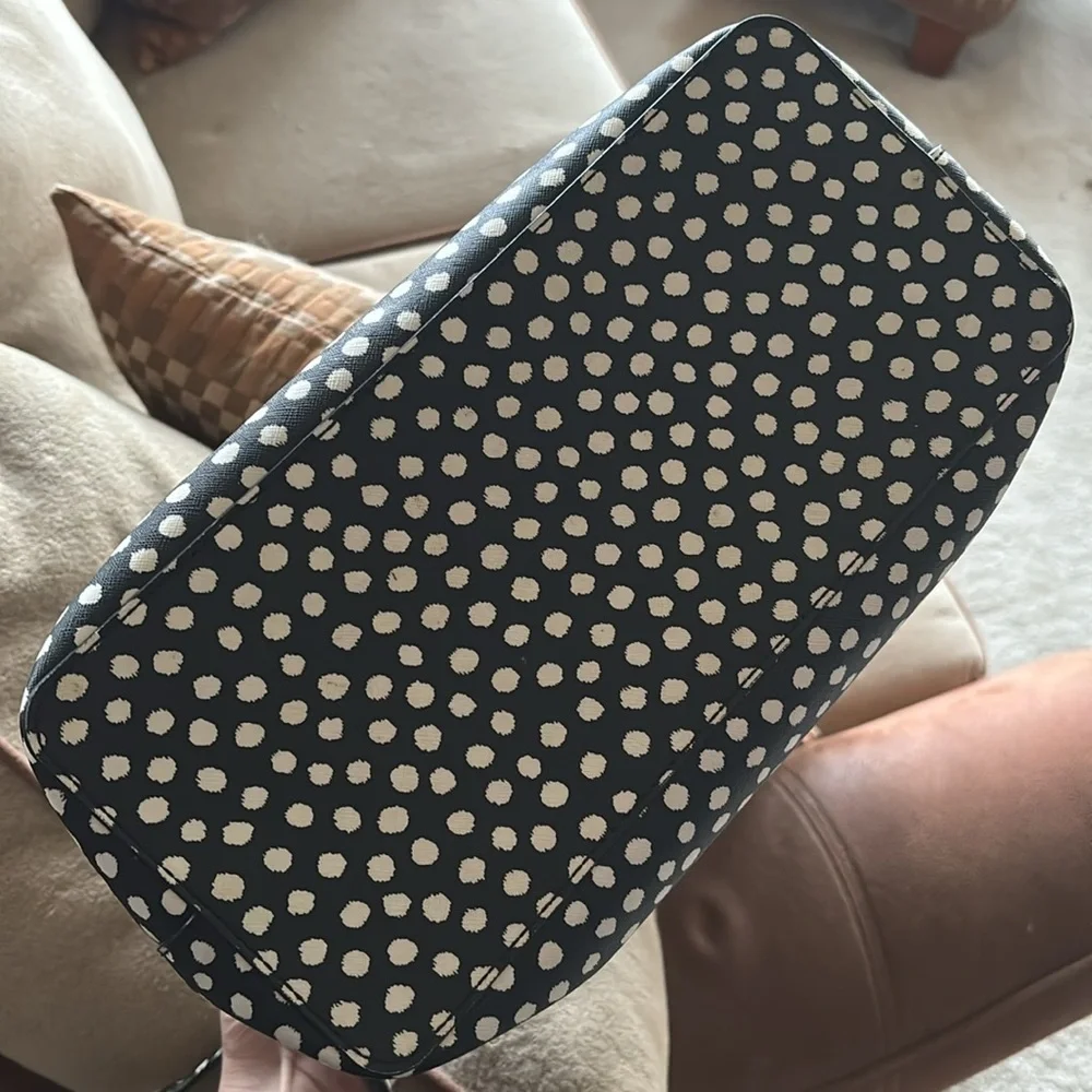 Kate Spade Black & White Dotted Handbag Crossbody Purse Evangelie Laurel Satchel